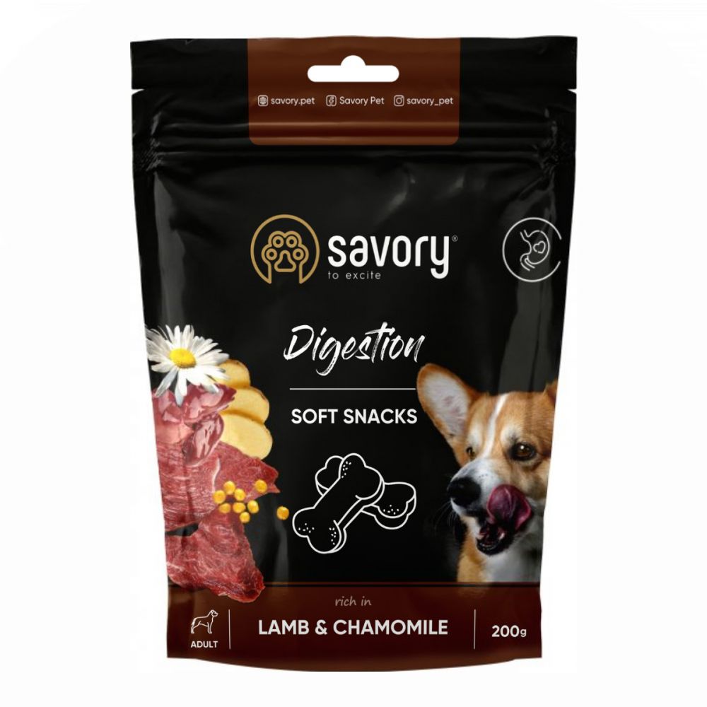 М’які ласощі Savory Digestion Lamb and Chamomile для собак усіх порід для покращення травлення з ягням та ромашкою 200 г
