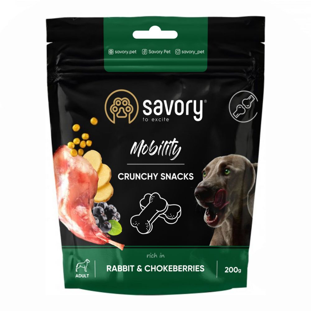 Хрусткі ласощі Savory Mobility Rabbit and Chokeberries для собак усіх порід для здоров’я суглобів з кроликом і чорноплід