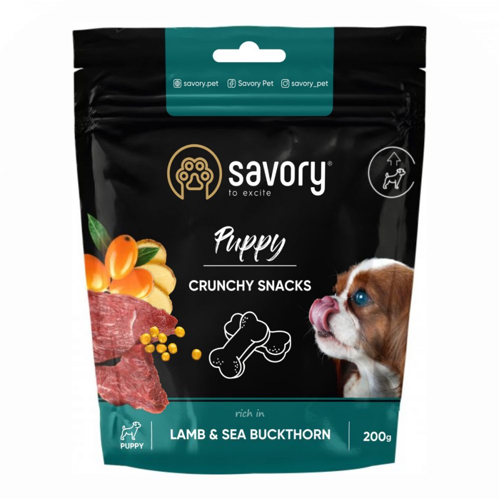 Хрусткі ласощі Savory Puppies Lamb and Sea Buckthorn для цуценят усіх порід для здорового росту з ягням та обліпихою 200