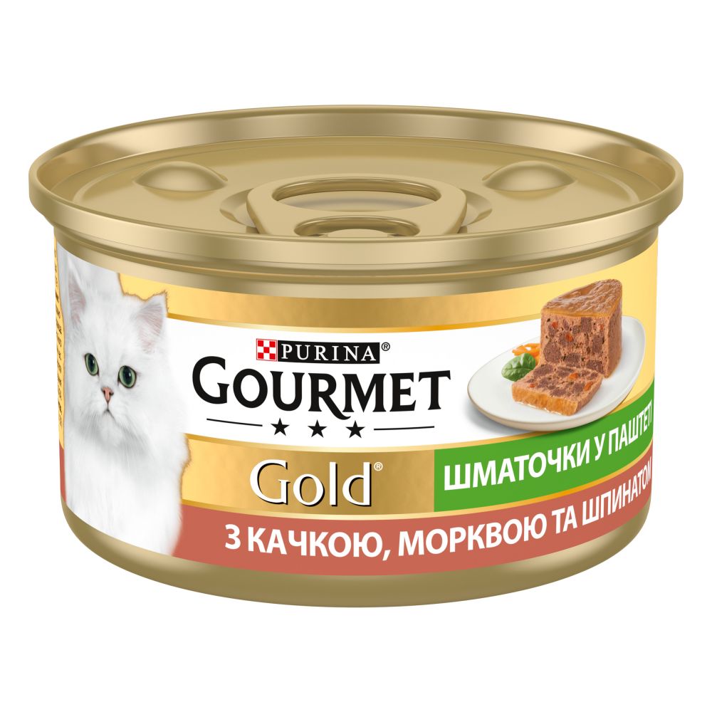 Gourmet Gold, З качк,моркв,шпинат, Шмат у пашт, консерва 24×85 г