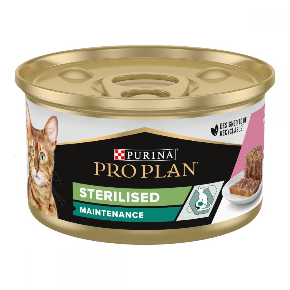 ProPlan Sterilised, З лосось/тунець, Для стерилізованих котів, консерва 24×85 г