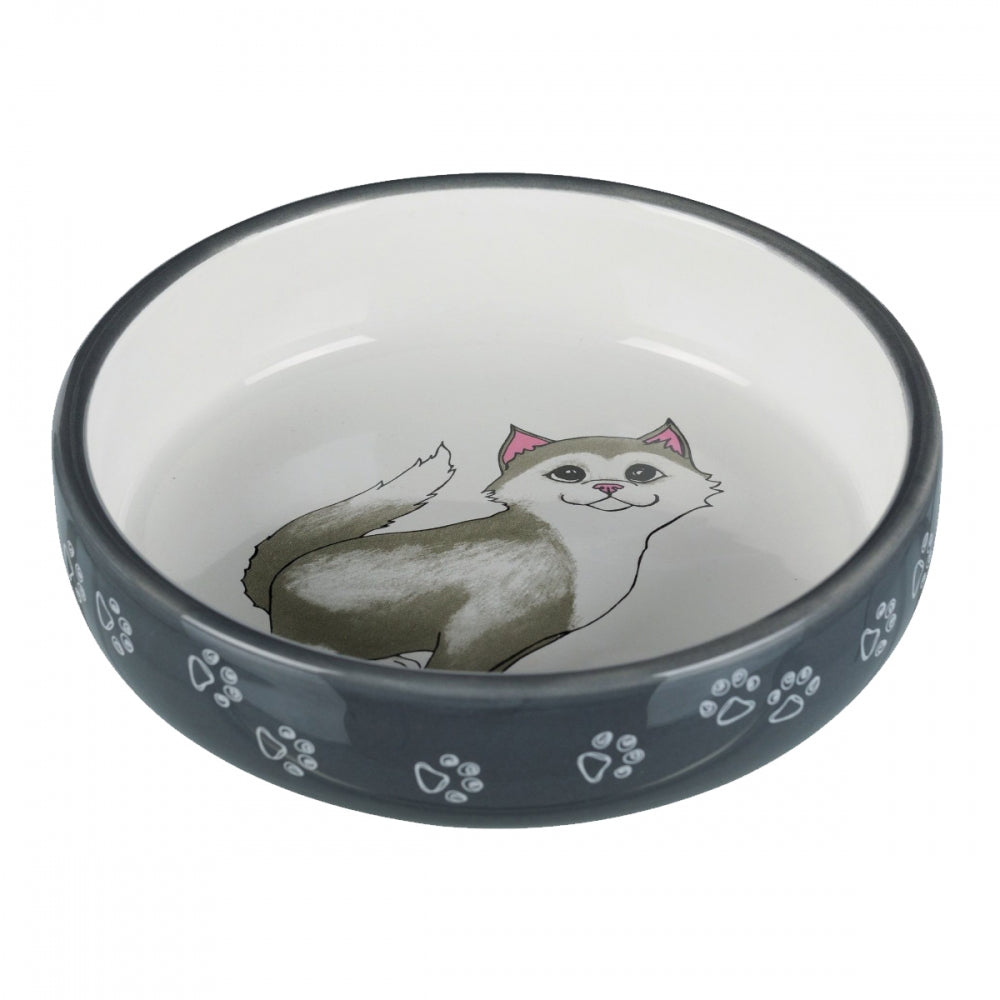 Миска Trixie для котів короткомордих порід сіра/біла керамічна 15 см 300 мл
