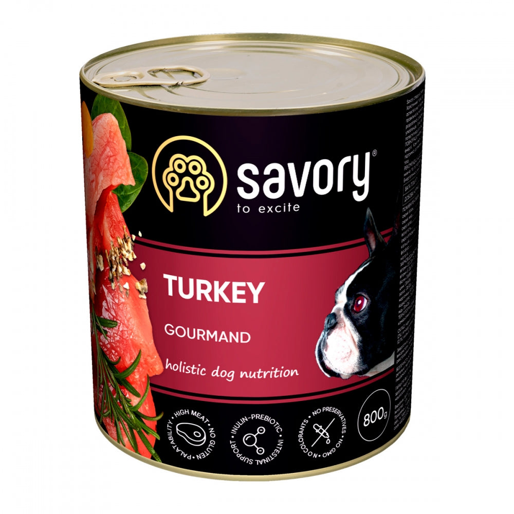 Корм вологий Savory Dog Gourmand Turkey паштет для дорослих собак усіх порід з індичкою 200 г