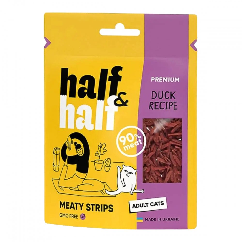 Ласощі HalfHalf м ясні смужечки для котів, із качкою 50 г