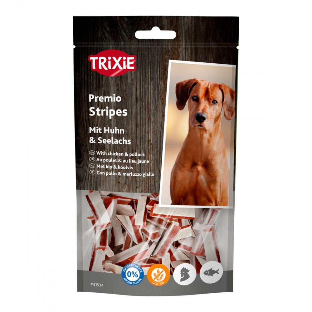 Ласощі Trixie Premio Stripes with Chicken & Pollock для собак палички з куркою та мінтаєм 75 г