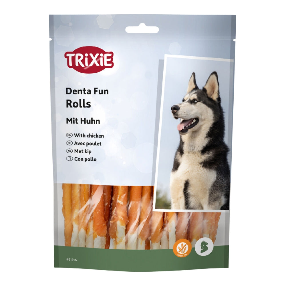 Ласощі Trixie Denta Fun Chewing Rolls для собак Палички для чищення зубів з куркою 6 см 120 г