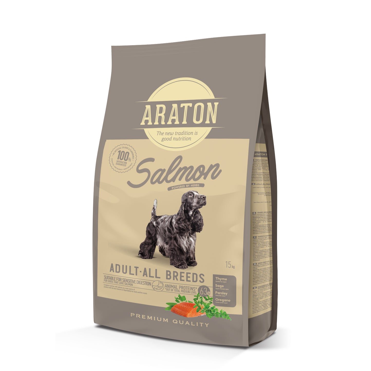 ARATON Salmon Adult All Breeds Cухий корм з лососем для дорослих собак усіх порід 15 кг