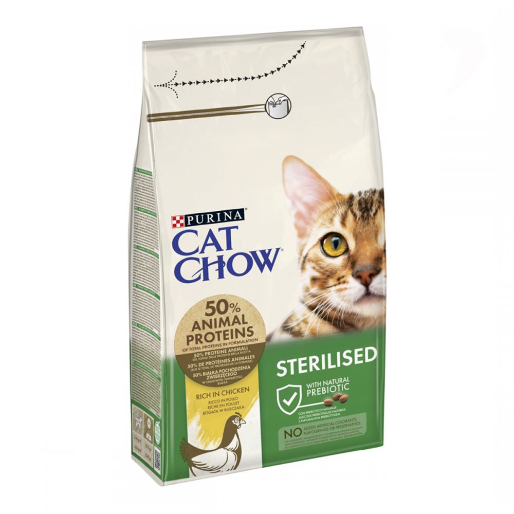 CAT CHOW Sterilized, Для стерилізованих котів, З куркою, сухий корм/кот 6×1,5 кг
