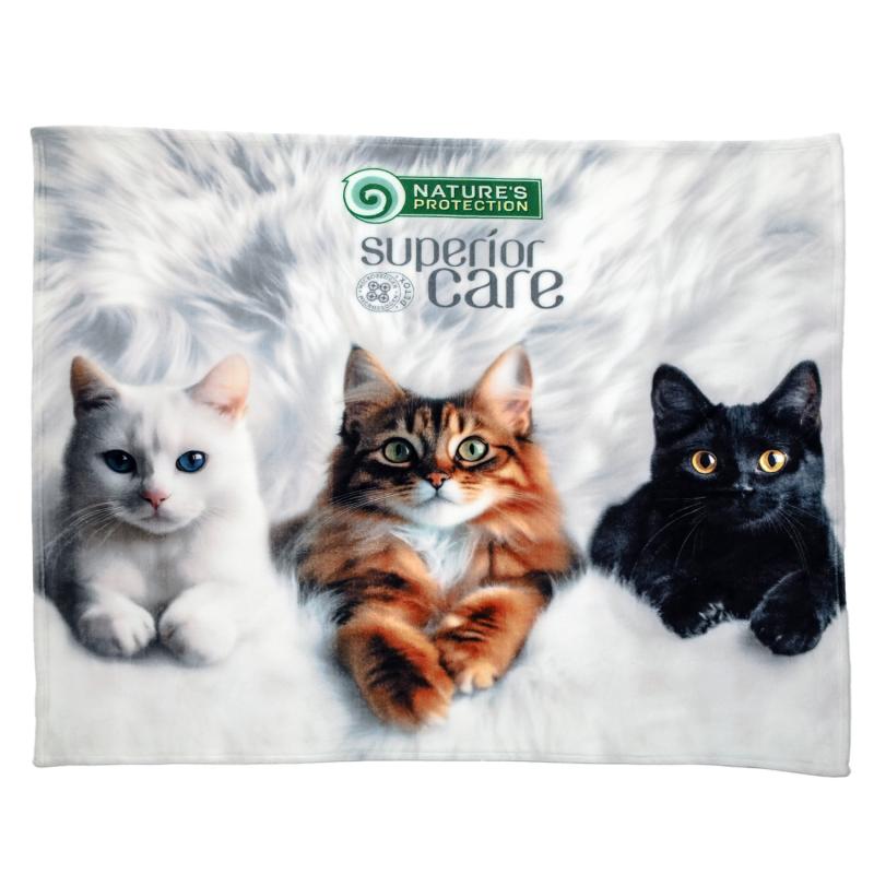 Nature's Protection Superior Care М'який плед з кошенятами білий, 127 х 152 см