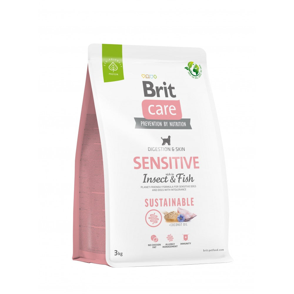 Корм сухий Brit Care Dog Sustainable Sensitive для собак з чутливим травленням з рибою та комахами 3 кг