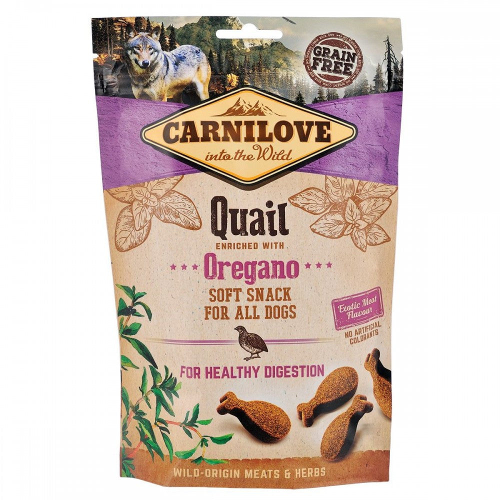 Ласощі Carnilove Dog Semi Moist Snack Quail with Oregano для собак для здорового травлення з перепелом та орегано 200 г