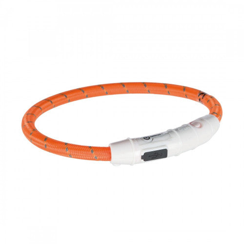 Нашийник Trixie Flash Light Ring USB для собак з підсвічуванням силіконовий помаранчевий розмір M-L 45 см/7 мм