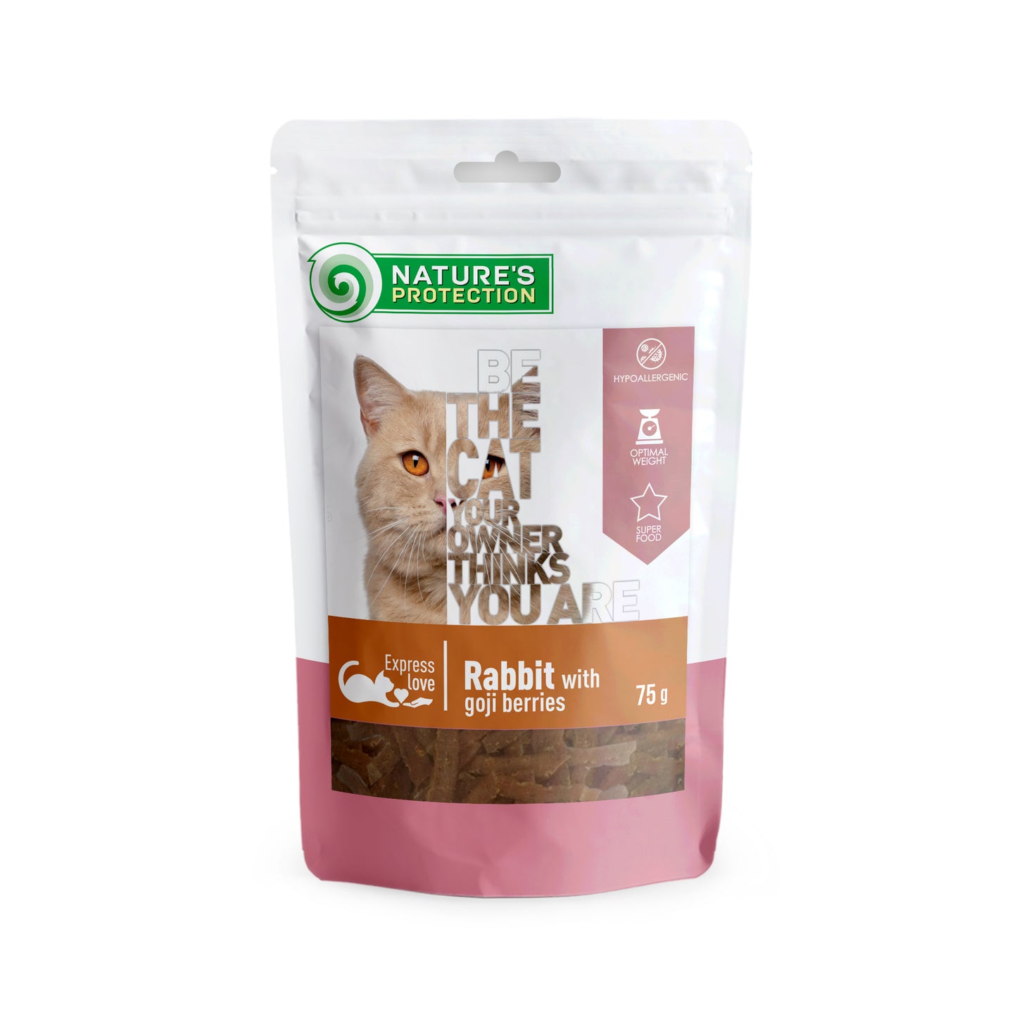 Nature's Protection Rabbit with goji berries Ласощі для котів снеки з кролика з ягодами годжі, 75 г