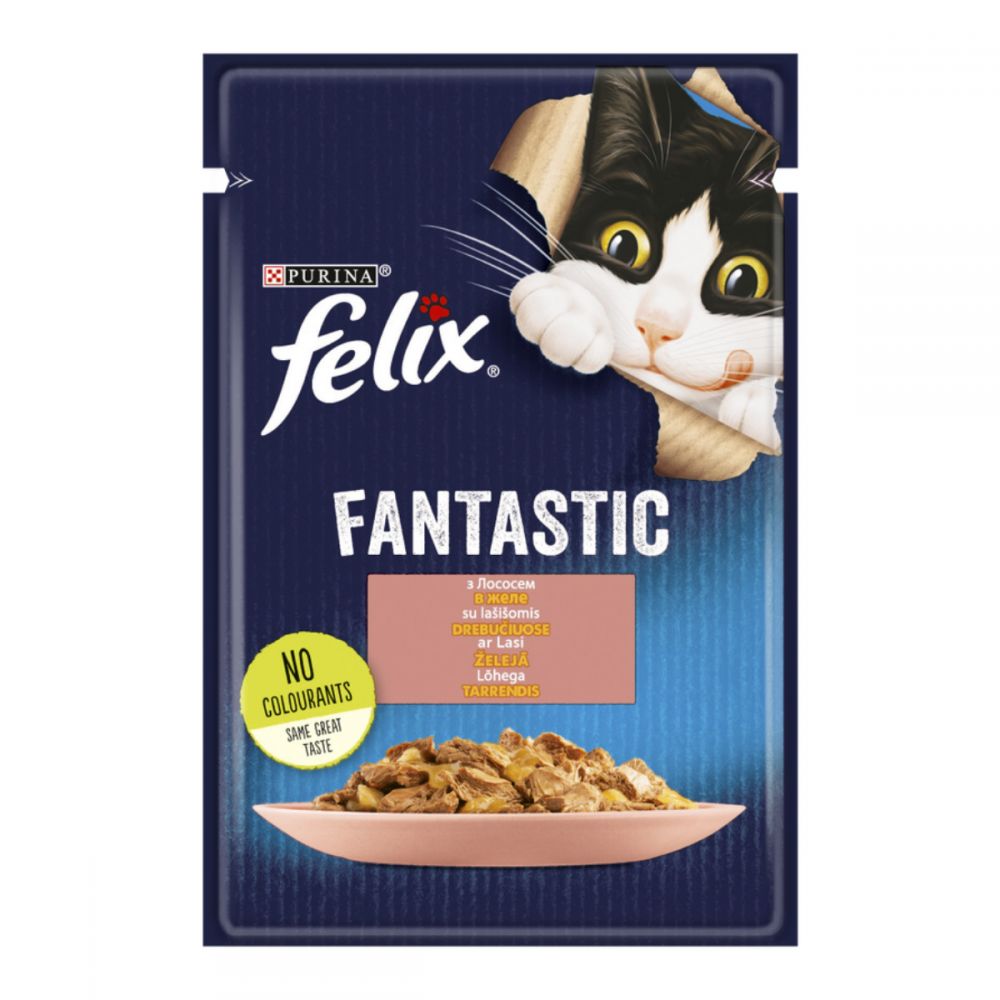 FELIX Fantastic, З лососем, Шматочки у желе, консерва 26×85 г