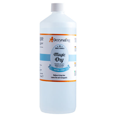 Спрей Dezynadog Magic Dry нейтралізує здатність волосся утримувати молекули води прискорює процес сушіння солодкий фруктовий аромат 1л
