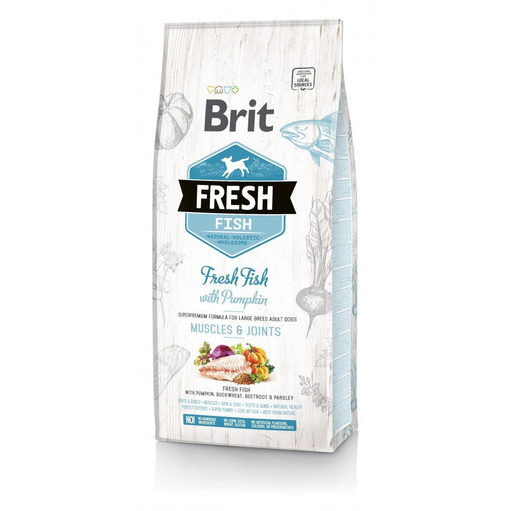 Корм сухий Brit Fresh Fish/Pumpkin Adult Large для дорослих собак великих порід для м язів та суглобів з рибою та гарбузом 12 кг