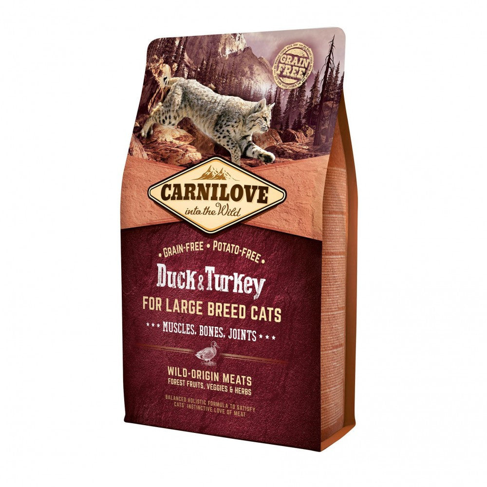 Корм сухий Carnilove Cat Large Breed для дорослих котів великих порід з качкою та індичкою 2 кг