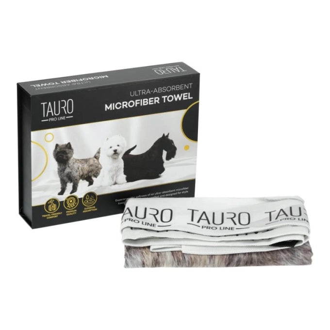 Tauro Pro Line Рушник з мікрофібри високопоглинальний з тер'єрами, 80 x 160 см