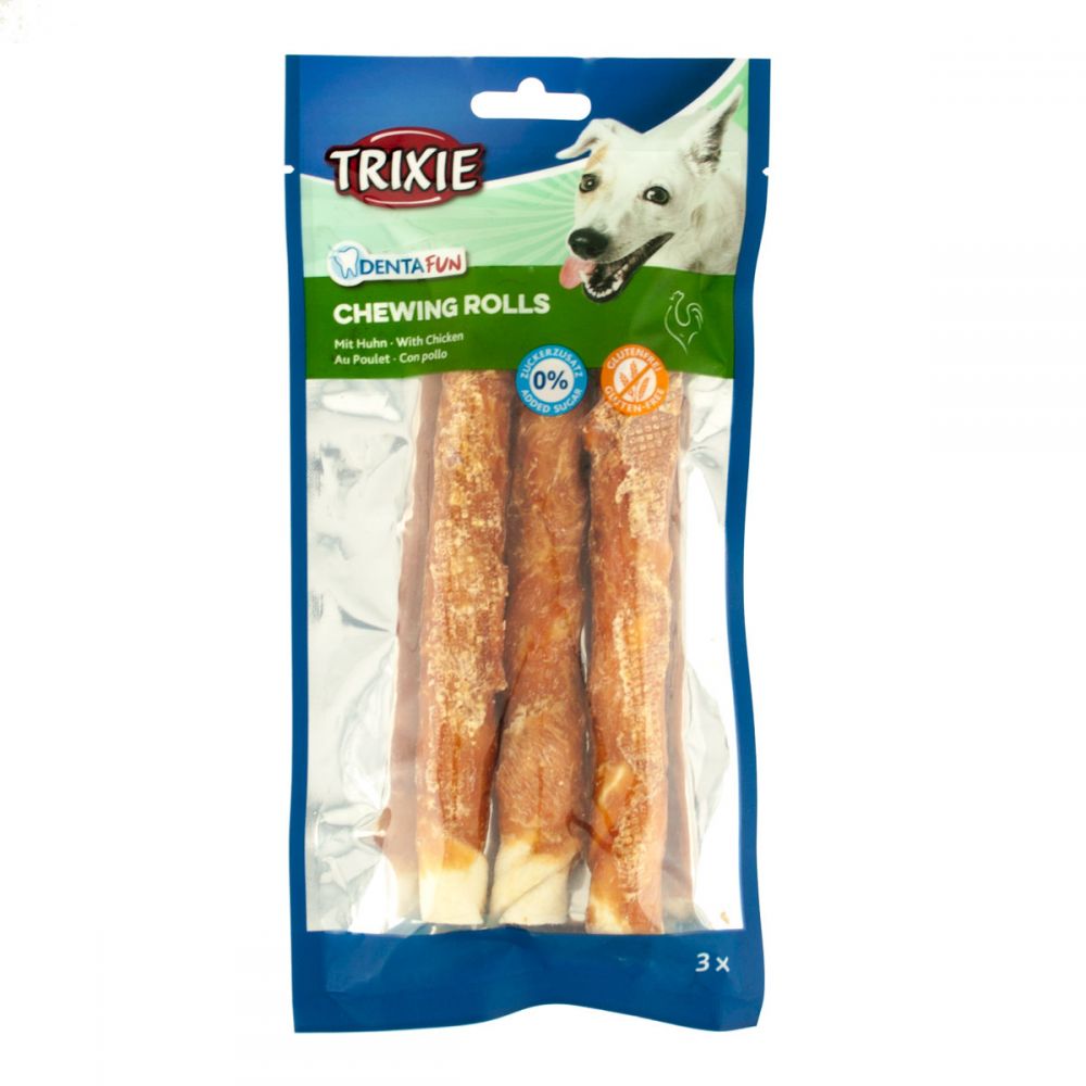 Ласощі Trixie Denta Fun Chewing Rolls для собак Палички для чищення зубів з куркою 28 см 250 г 3 шт