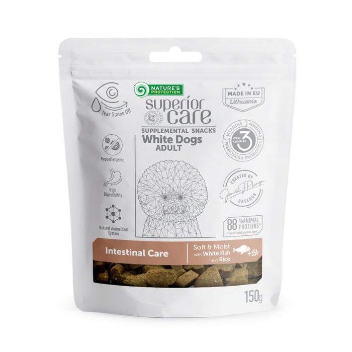Nature's Protection Superior Care White Dogs Intestinal Care Ласощі для дорослих собак із білим забарвленням з білою риб