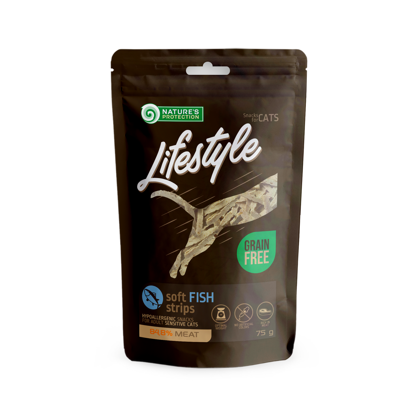 Nature's Protection Lifestyle Soft Fish Strips Ласощі для котів м'які смужки з риби, 75 г