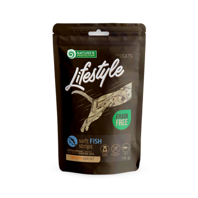 Nature's Protection Lifestyle Soft Fish Strips Ласощі для котів м'які смужки з риби, 75 г