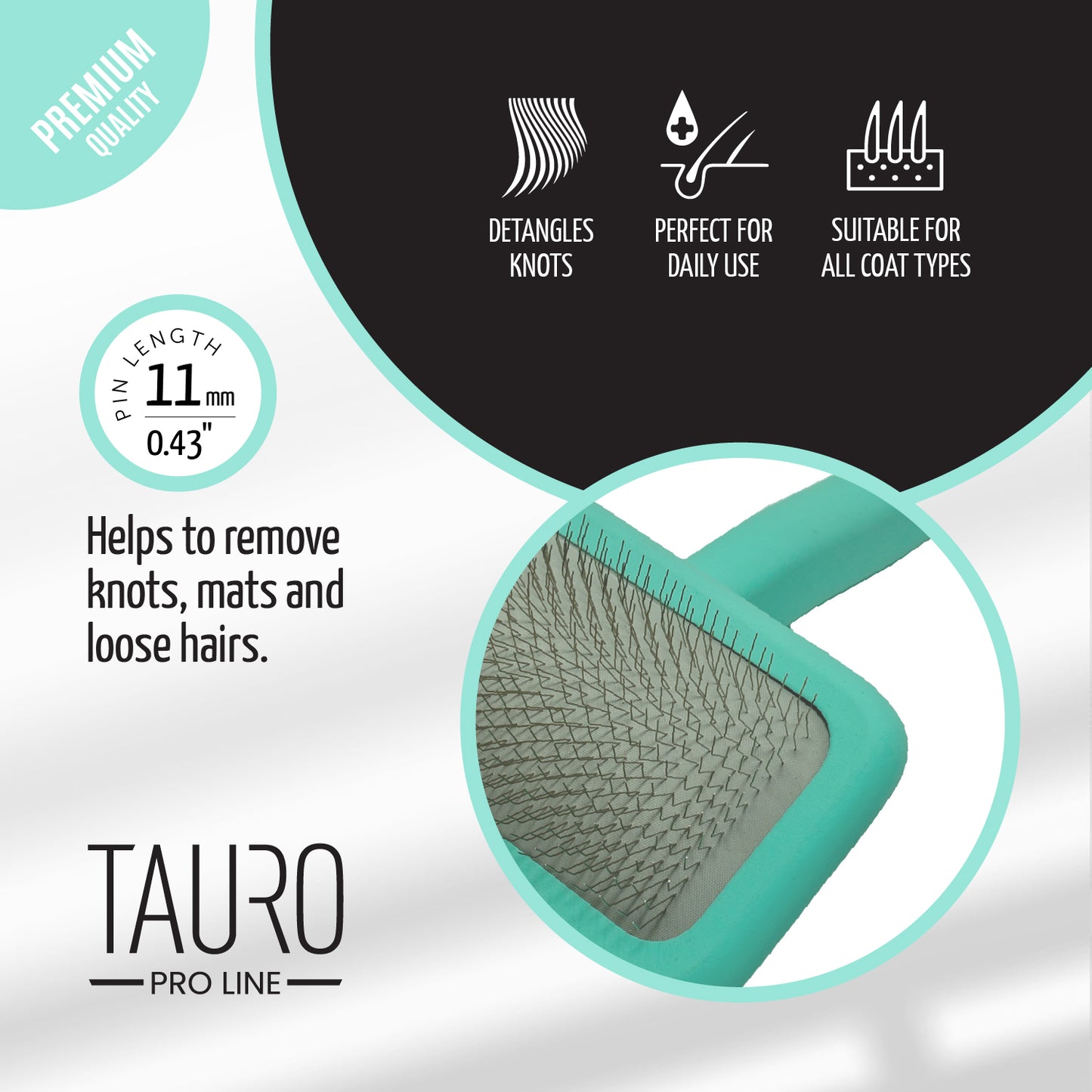 Tauro Pro Line Щітка дерев'яна прямокутна, зубці 11 мм, м'ятна, S, 7 х 16 см