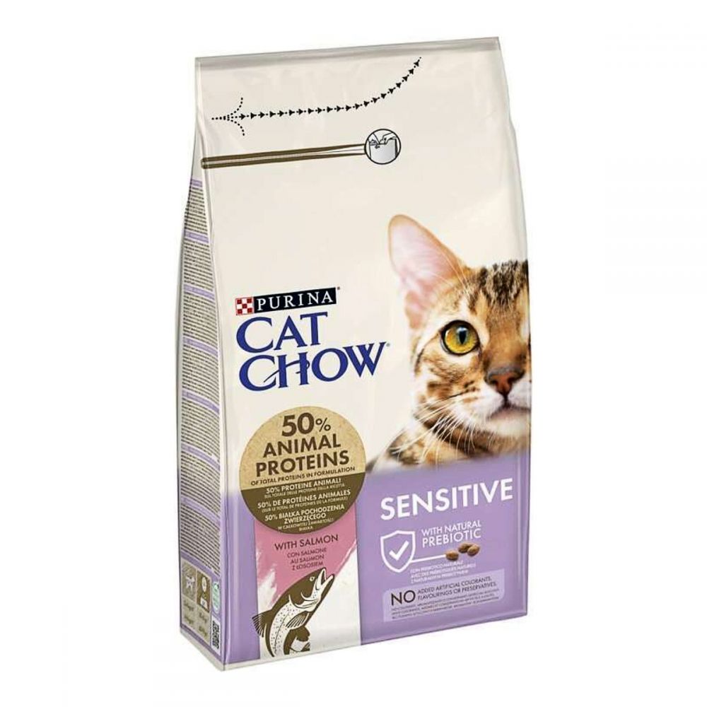 CAT CHOW Sensetive, З лососем, сухий корм/кот 6×1,5 кг