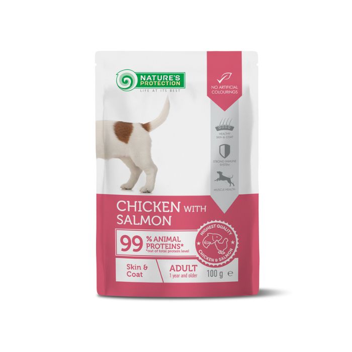 Nature’s Protection Adult Skin&Coat Chicken with Salmon Вологий корм для собак для здорової шкіри та шерсті з куркою і л