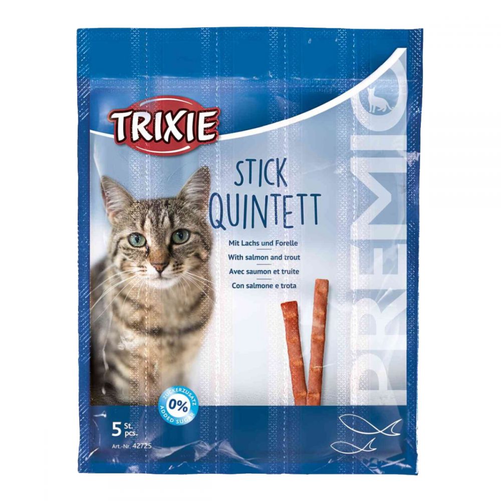 Ласощі Trixie Premio Sticks Quintett with Salmon/Trout для котів палички з лососем та фореллю 5 г 5 шт
