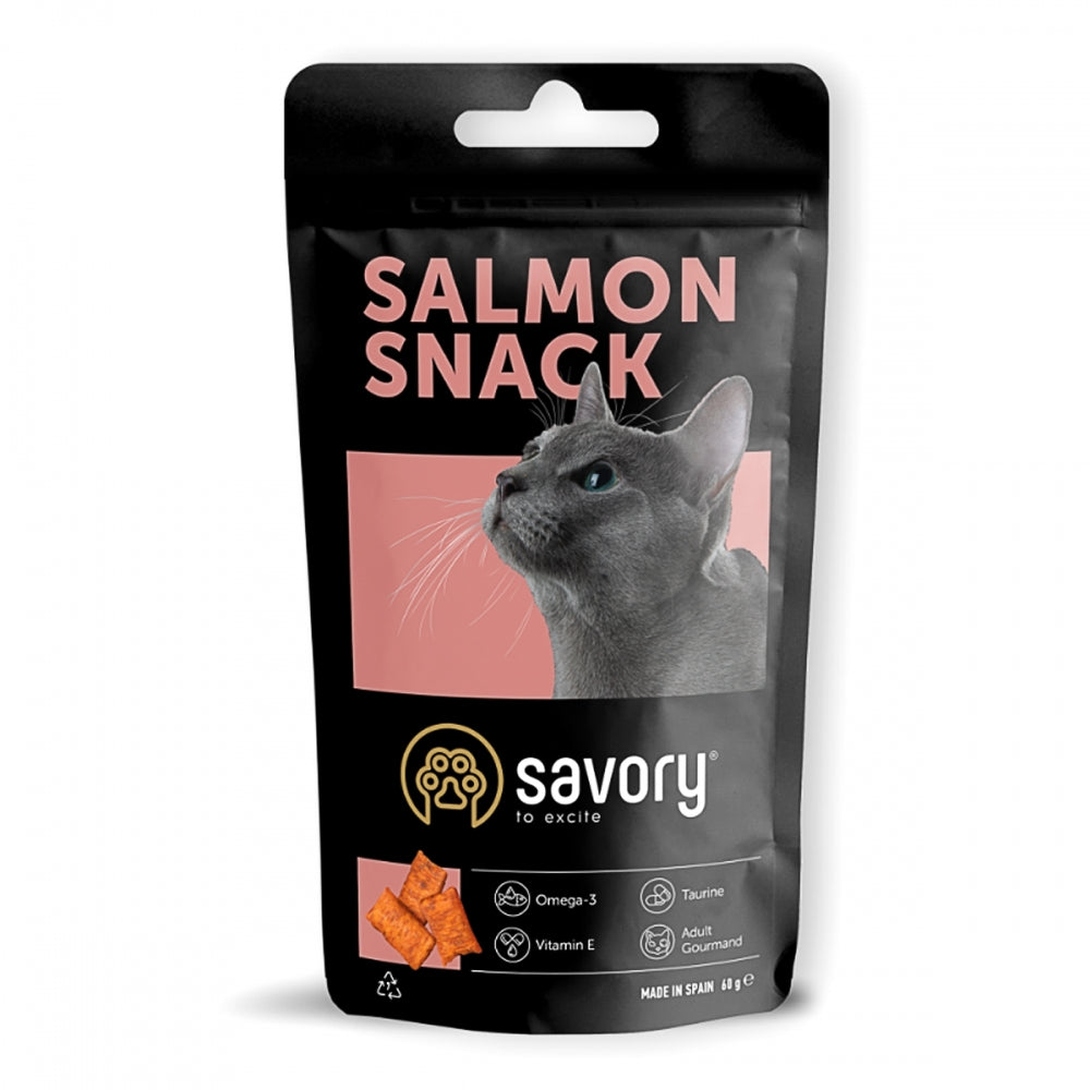Хрумкі ласощі Savory Cats Snacks Pillows Gourmand with Salmon для дорослих вибагливих котів подушечки з лососем 60 г