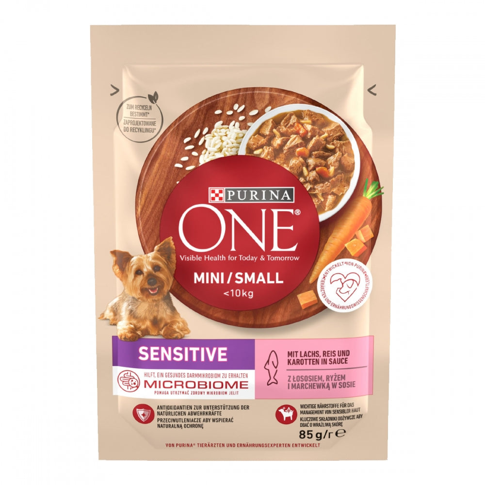 Purina One Mini Sensetive, З лососем, Для дорослих собак, консерва 26×85 г