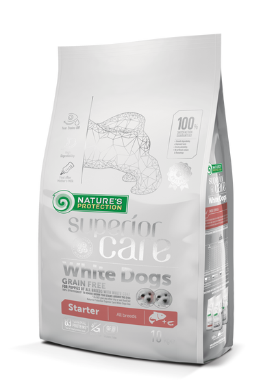Nature's Protection Superior Care White Dogs Grain Free Salmon Starter All Breeds Сухий беззерновий корм (стартер) для ц