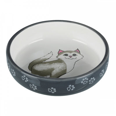 Миска Trixie для котів короткомордих порід сіра/біла керамічна 15 см 300 мл