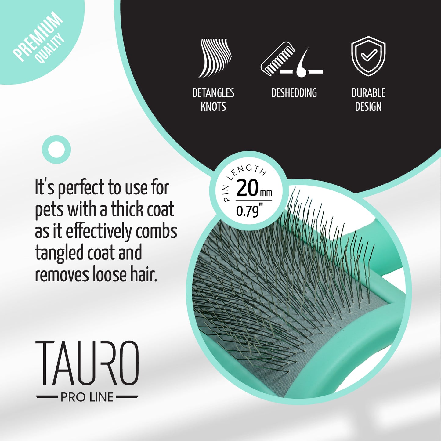 Tauro Pro Line Щітка пластикова, зубчики 20 мм, тонкі, м'ятна, 6,5 х 10,5 см