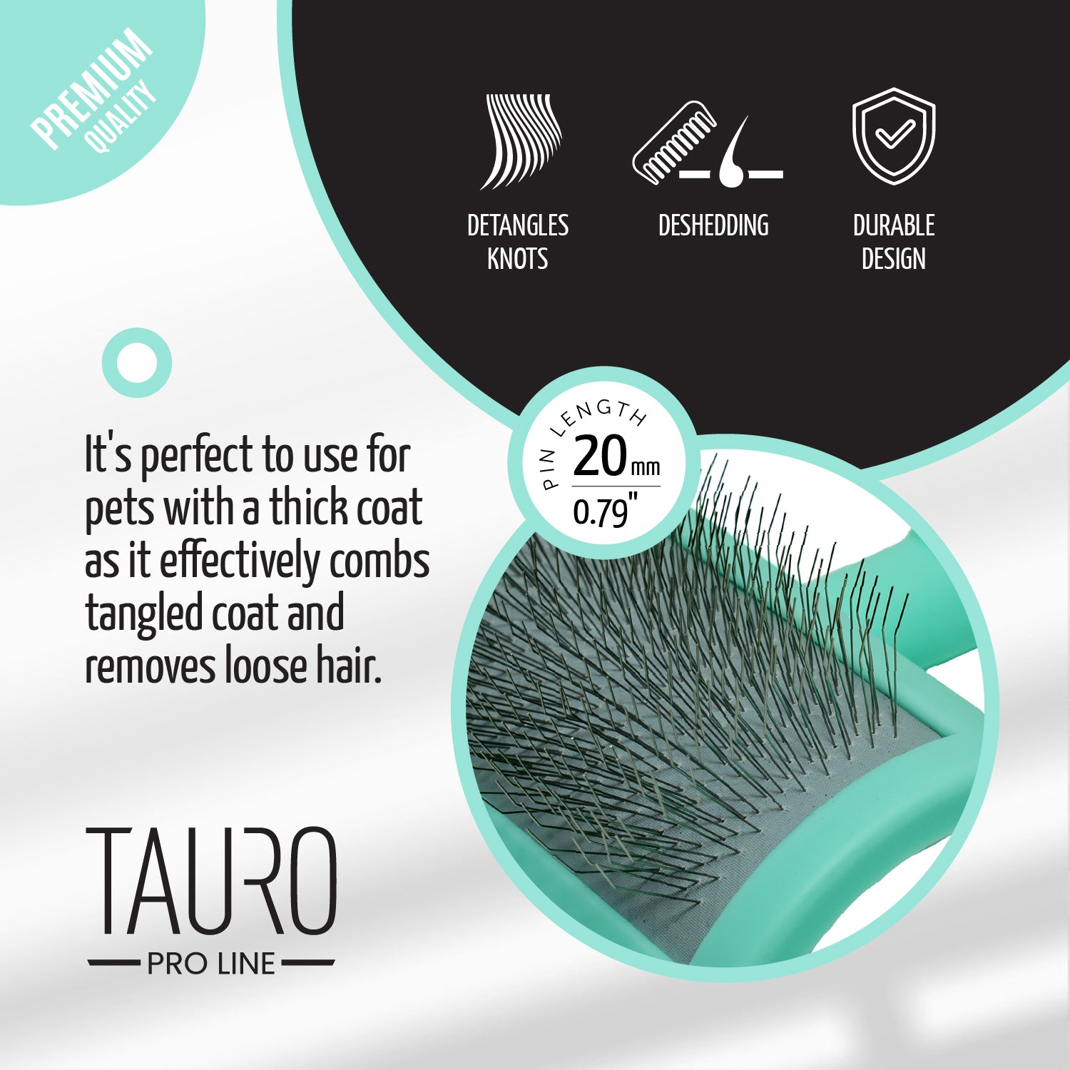 Tauro Pro Line Щітка пластикова, зубчики 20 мм, тонкі, м'ятна, 6,5 х 10,5 см