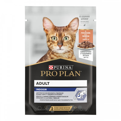 ProPlan Indoor, З лососем, Для котів, що живуть вдома, консерва 26×85 г