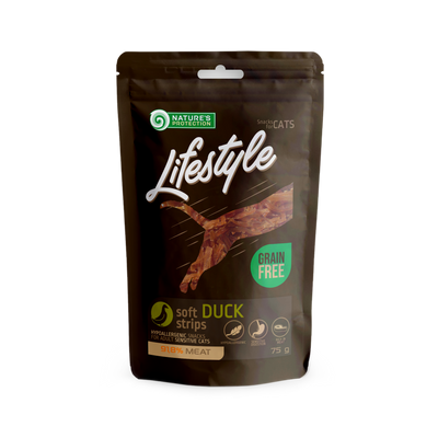 Nature's Protection Lifestyle Soft Duck Strips Ласощі для котів м'які смужки з качки, 75 г