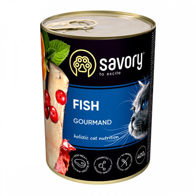 Корм вологий Savory Cat Can Adult Fish консерви для вибагливих котів з рибою 200 г
