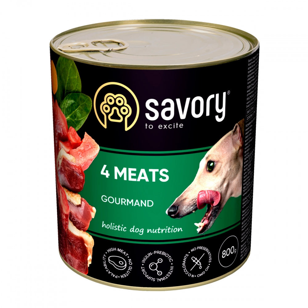 Корм вологий Savory Dog Gourmand 4 meats паштет для дорослих собак усіх порід з чотирма видами м’яса 200 г