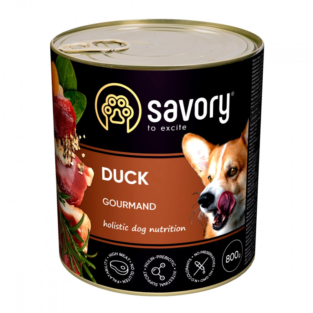 Корм вологий Savory Dog Gourmand Duck паштет для дорослих собак усіх порід з качкою 800 г