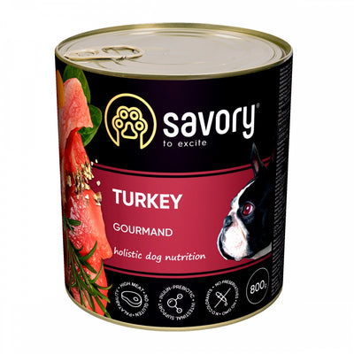 Корм вологий Savory Dog Gourmand Turkey паштет для дорослих собак усіх порід з індичкою 200 г