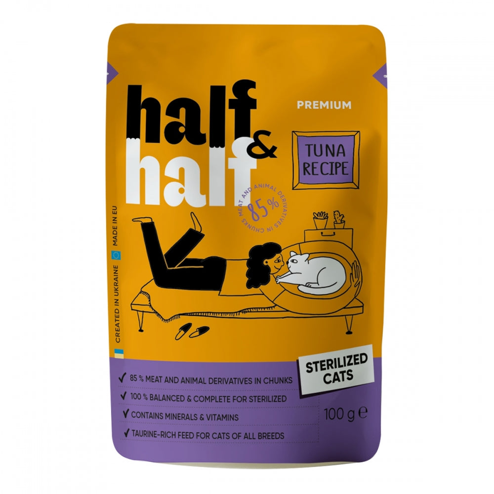 Набір паучів HalfHalf д/стерил котів тунець/соус 5+1