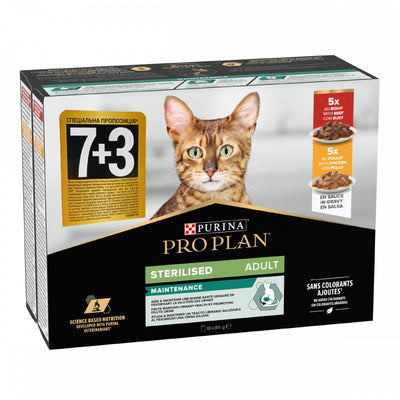 ProPlan Sterilised, Яловичина та курка, Для стерилізованих котів, Мультипак 4UA