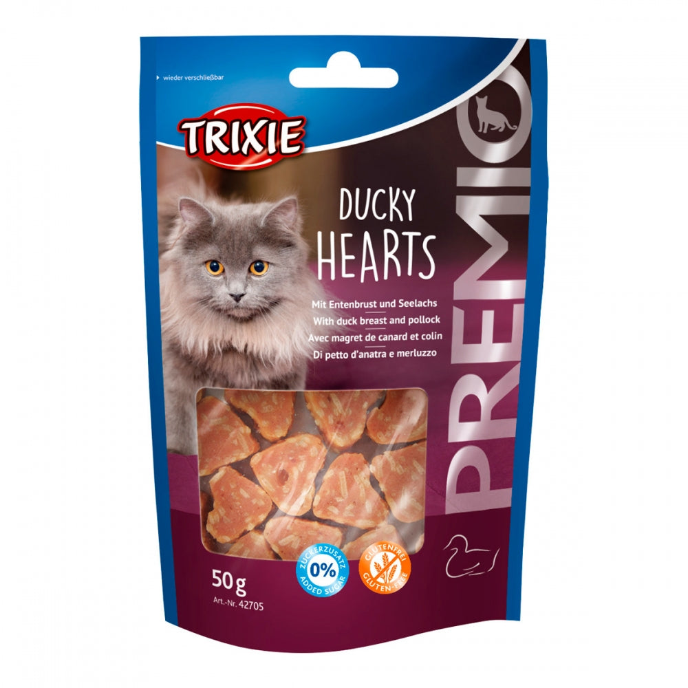 Ласощі Trixie Premio Ducky Hearts для котів сердечка з качкою та рибою 50 г