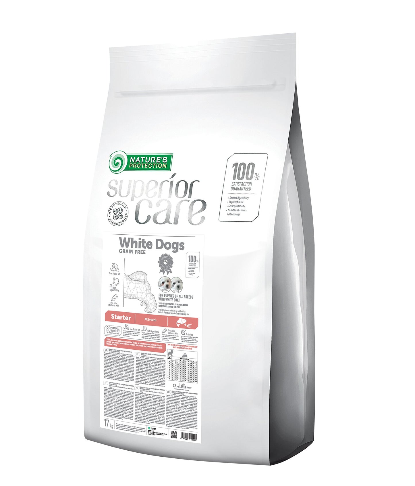 Nature's Protection Superior Care White Dogs Grain Free Salmon Starter All Breeds Сухий беззерновий корм (стартер) для ц
