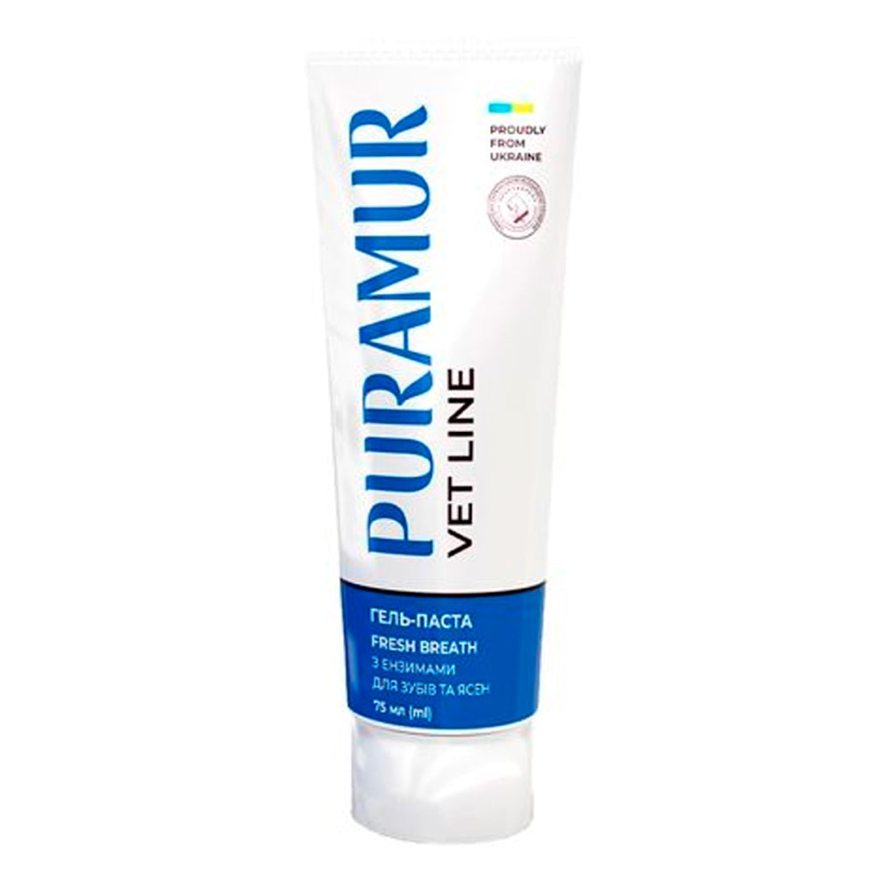 Гель-паста PURAMUR Fresh Breath для собак та котів з ензимами для догляду за зубами та яснами 75 мл