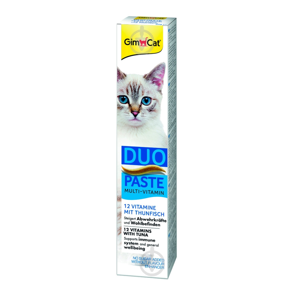 Паста GimCat DUO PASTE Multi-vitamin 12 vitamins with tuna для котів усіх порід 12 вітамінів та тунець 50г