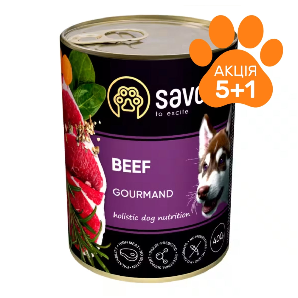 Корм вологий Savory Dog Gourmand Beef паштет для дорослих собак усіх порід з яловичиною 200 г