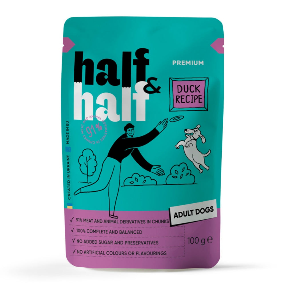 Корм вологий Half&Half Duck in Gravy for Adult Dogs шматочки качки в соусі для дорослих собак 100 г